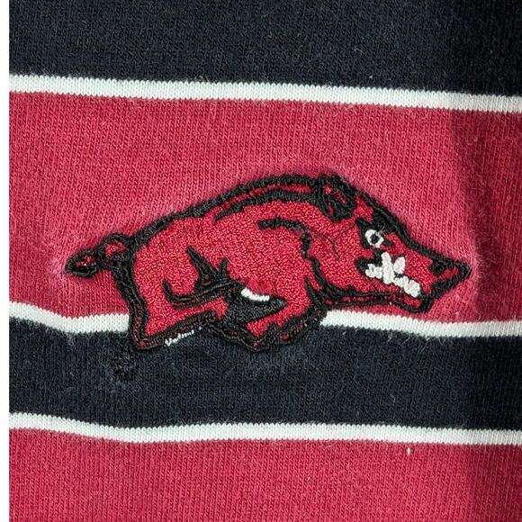 Vintage Razorbacks Polo Shirt Mens Extra Large Red Black White Stripes Hogs Logo - Picture 4 of 6